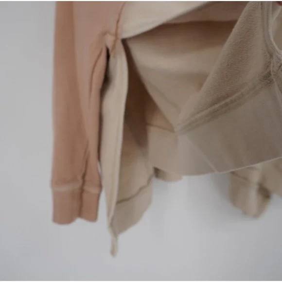 Free People Ombre Dip Dye V-Neck Sweatshirt Peach Cream XS Cotton Pullover - Picture 8 of 12